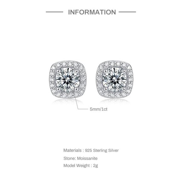 Certified 1ct. t.w. Moissanite Diamond Round Halo Stud Earrings NEW - Picture 7 of 13